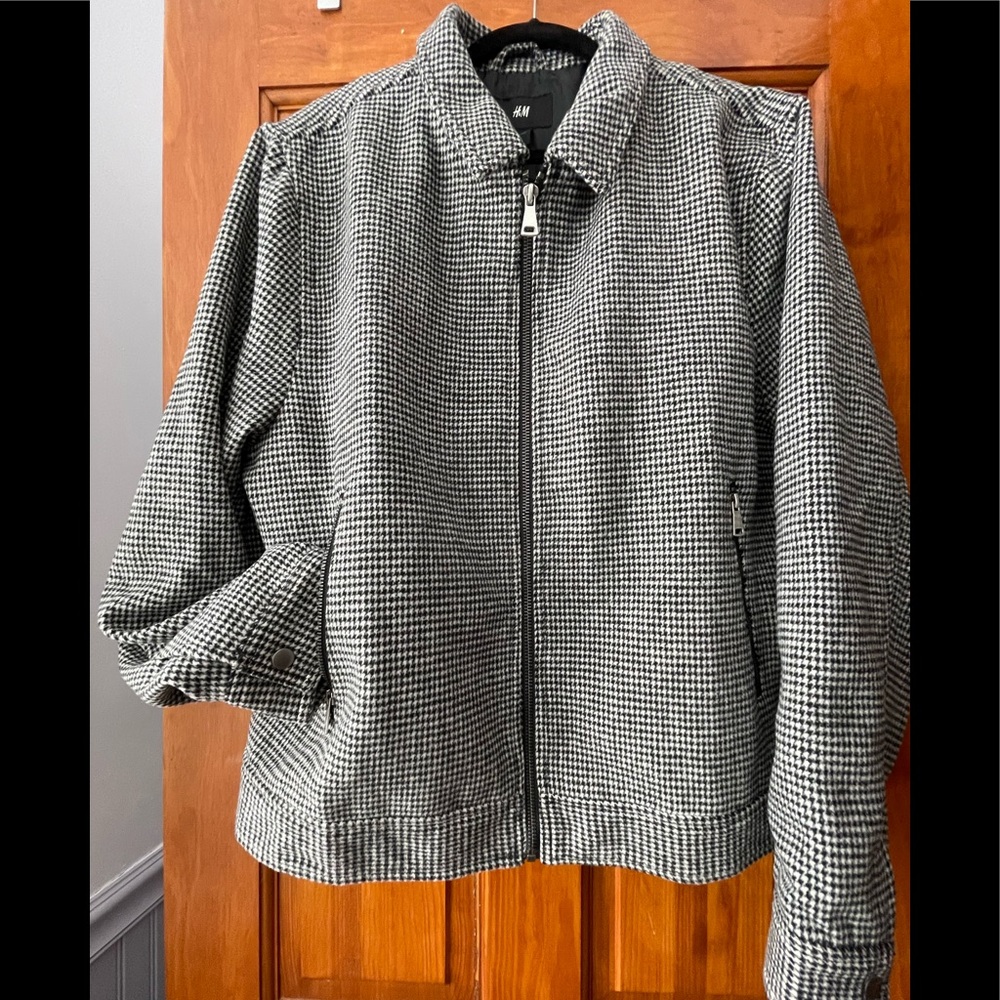 Houndstooth wool-blend jacket